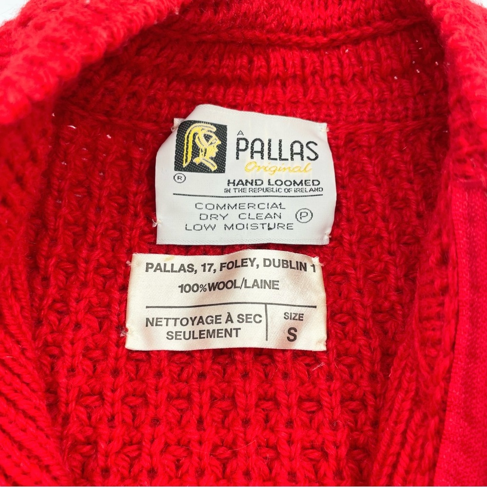 Vintage Pallas Irish Wool Cardigan Sweater Red Medium EUC - Picture 11 of 17
